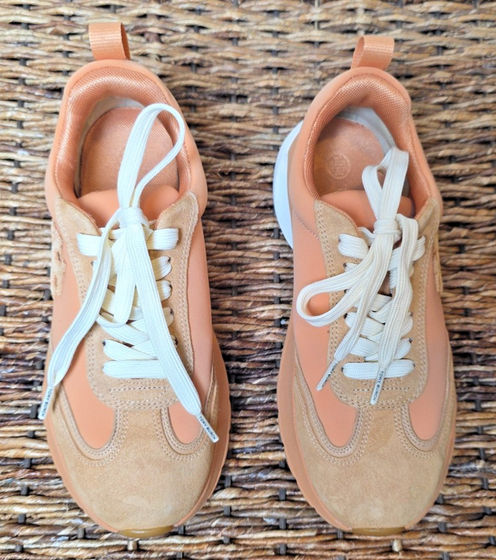 Tory Burch Good Luck Trainer Sneaker 6.5 Peach Parfait Platform Chunky Athleisur